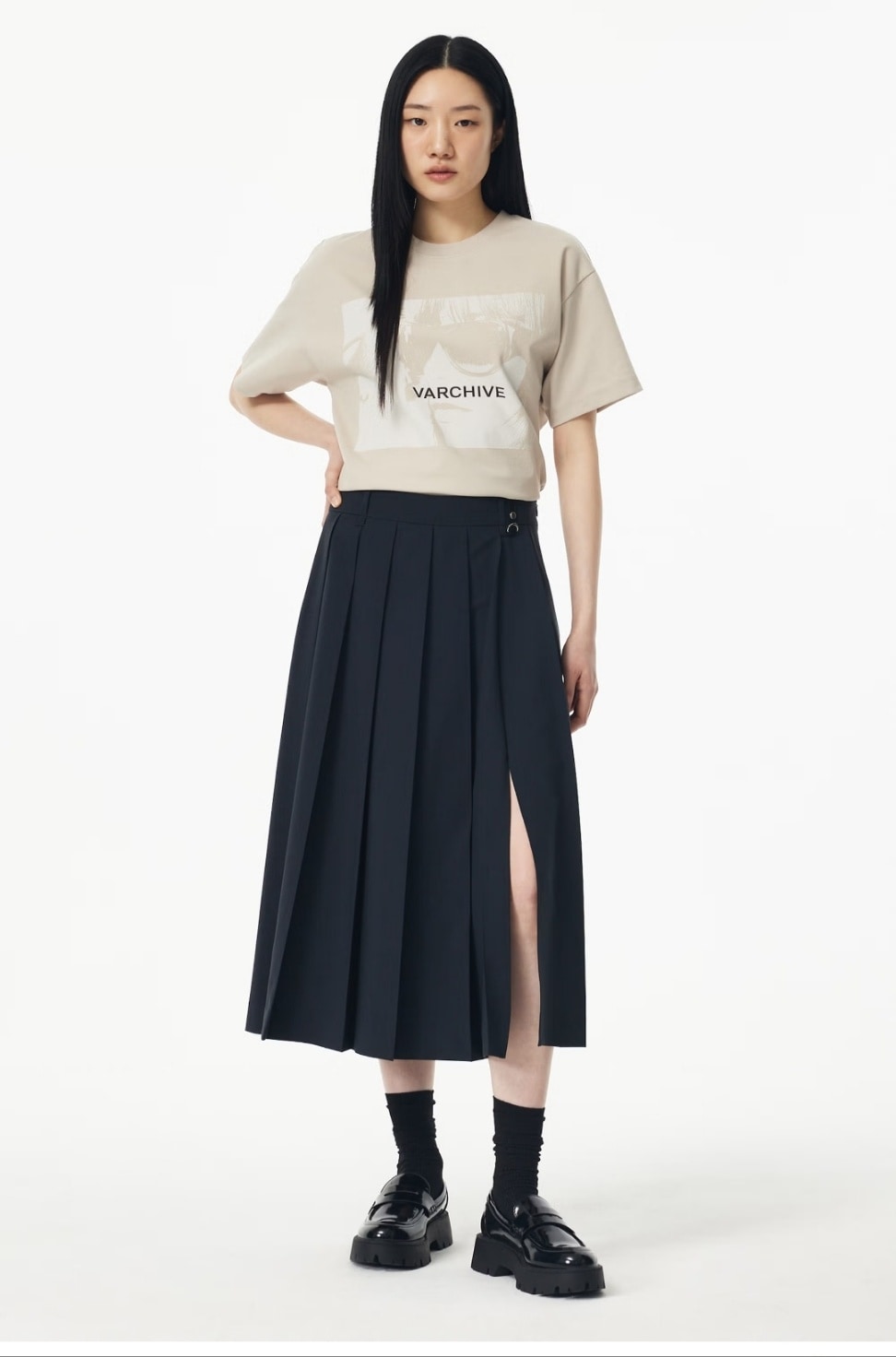 ストレッチ プリーツ スカート