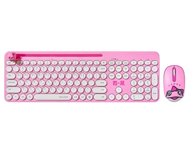 With Molly ジンロ ヒキガエル フィギュア キーボード マウス セット 韓国語/英語 (ピンク)[並行収入]