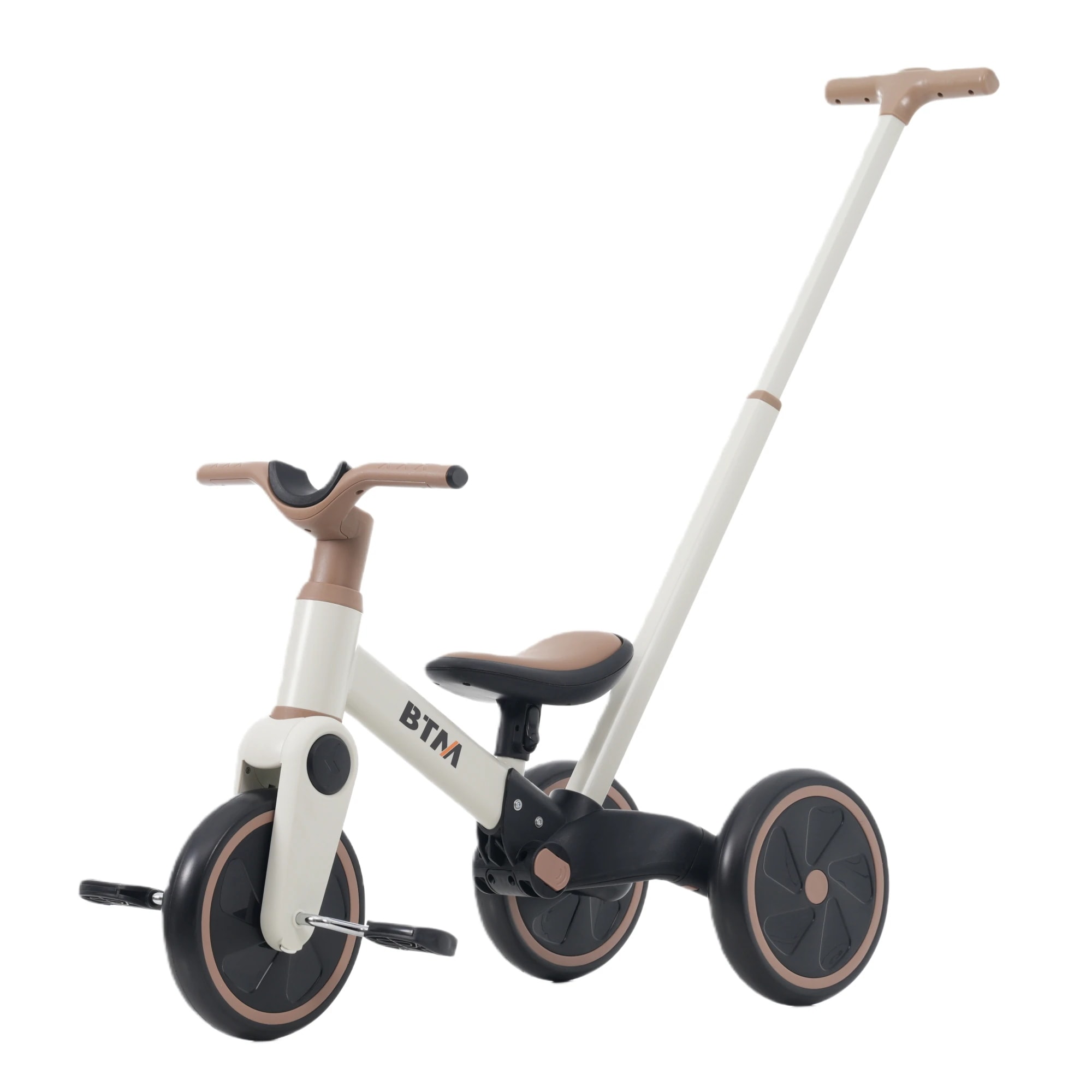 【国内発送／保証つき】【子供用三輪車 4in1 かじとり 足けりバイク ベビーカー 手押し棒 BTM 4way 3輪 二輪車 出かけ お散歩 ペダル付き コントロールバー付き 三輪車 自転車180