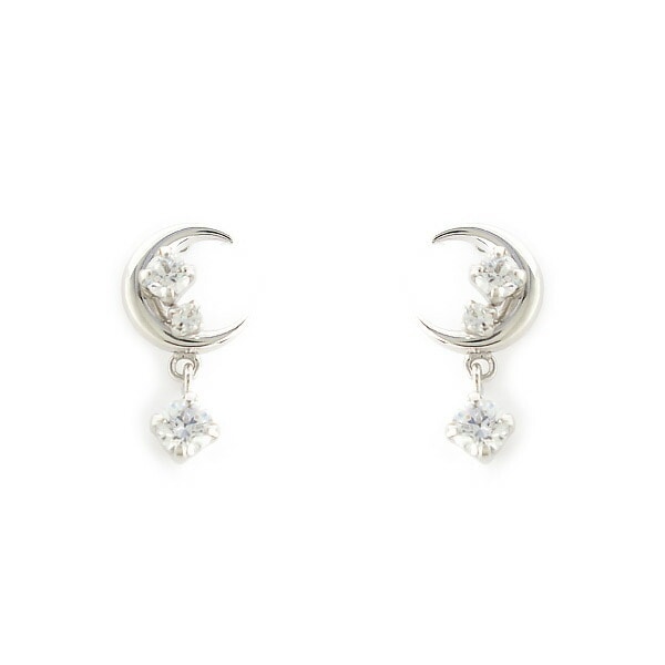 リボン済＆紙袋 4c ピアス 正規品 レディース 揺れる月モチーフ 4度 c プレゼント ギフト K10ホワイトゴールド 祝い 喜ばれるギフト