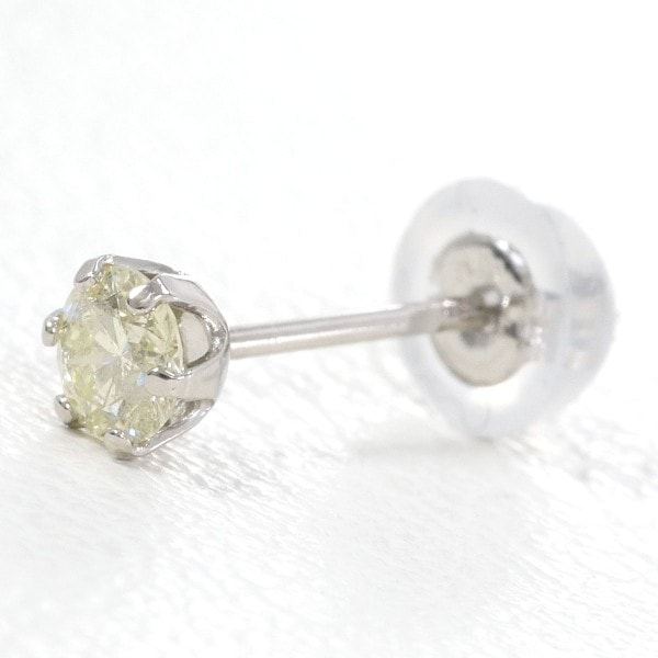 PT900 プラチナ ピアス(片耳) イエローダイヤ 0.14 総重量約0.2g ジュエリー 中古