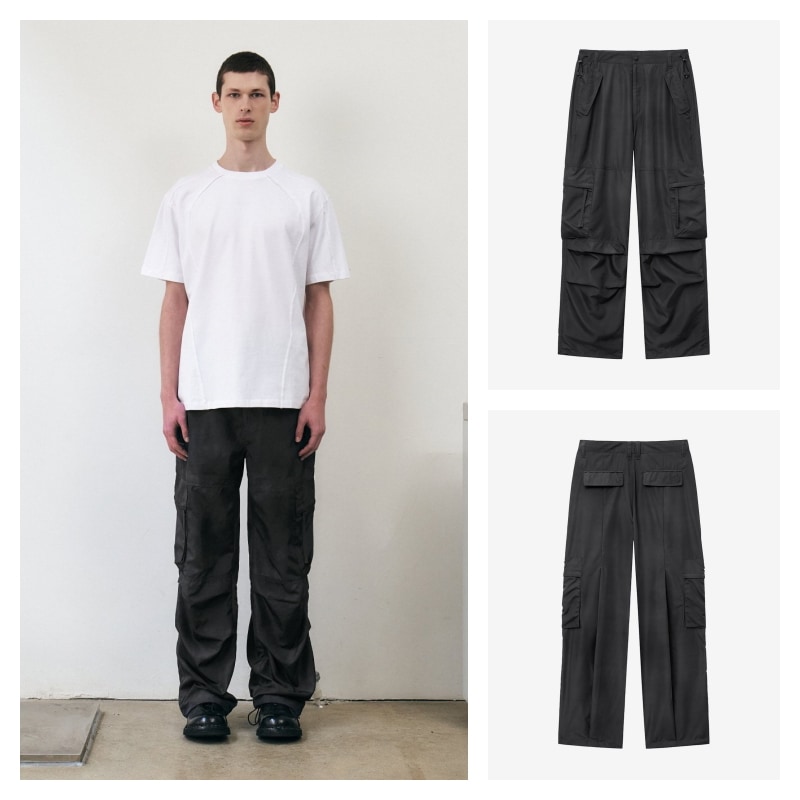【INSILENCE】 LIGHTWEIGHT TIE DYE CARGO PANTS : CHARCOAL
