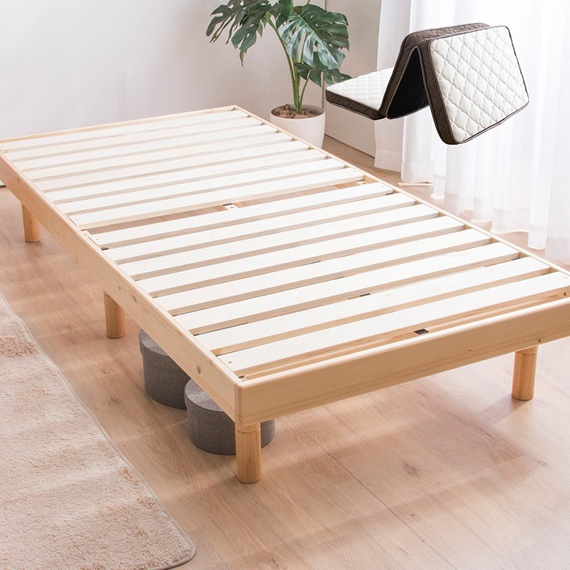 すのこベッド シングル 三つ折り マットレス付きセット マットレス 木製ベッド すのこ