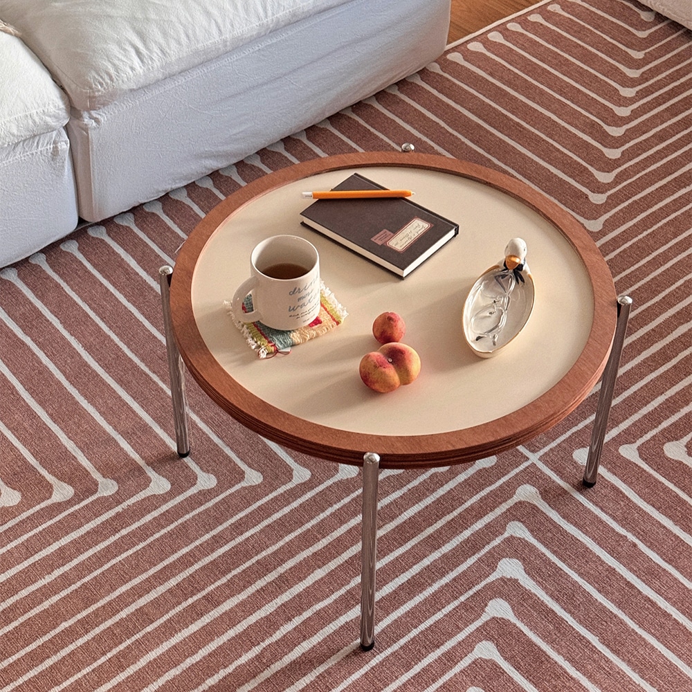 ドットリングソファーテーブル 韓国インテリア カラー 選択可能 バター ブラック ローテーブル ミニテーブル 円卓 円形 ゴムの木 LPM ステンレス 60x38cm