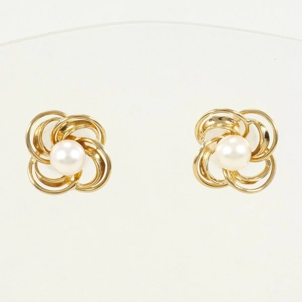 K18 18金 YG イエローゴールド ピアス パール(真珠) 総重量約0.9g ジュエリー 中古