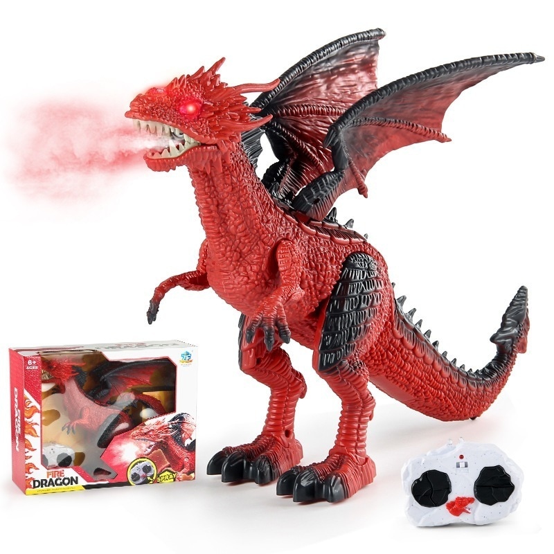 新しい赤外線リモコンスプレー赤い飛竜パズル電動歩行恐竜子供の恐竜モデルのおもちゃ