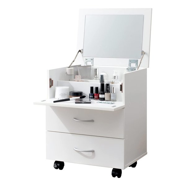 コスメワゴン 約 幅42.5×奥行31×高さ51/82cm ホワイト RUD-1830-WH