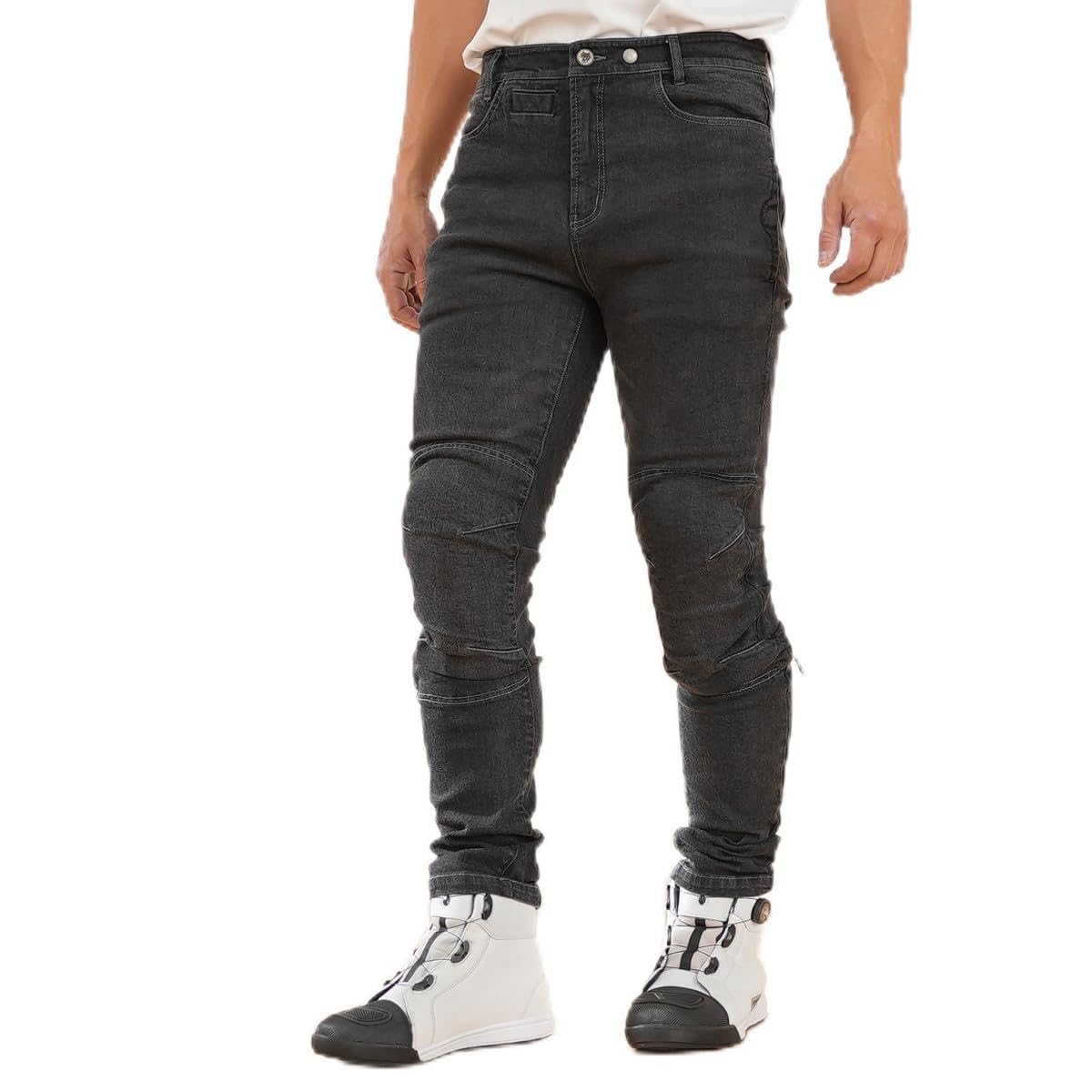 KOMINE 2025モデル WJ-7495R エニグマライトプロテクトフィットジーンズ バイク用 春夏秋向け CEプロテクター ストレッチ Denim Black L/32