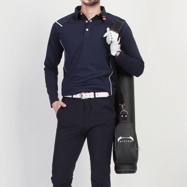 マインフロー男性ゴルフTシャツ 長袖Tシャツ 男性用ゴルフカラーT BLカラーイソン長袖スパンゴルフT