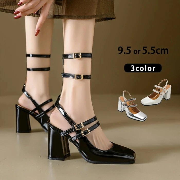 女性 ベルト 夏 靴 夏 履きやすい レディース ストラップサンダル 小さいサイズ グルカサンダル シンプル スクエアトゥ ぺたんこ 美脚 大人 9.5cm アンクルストラップ 5.5cm ヒールサン