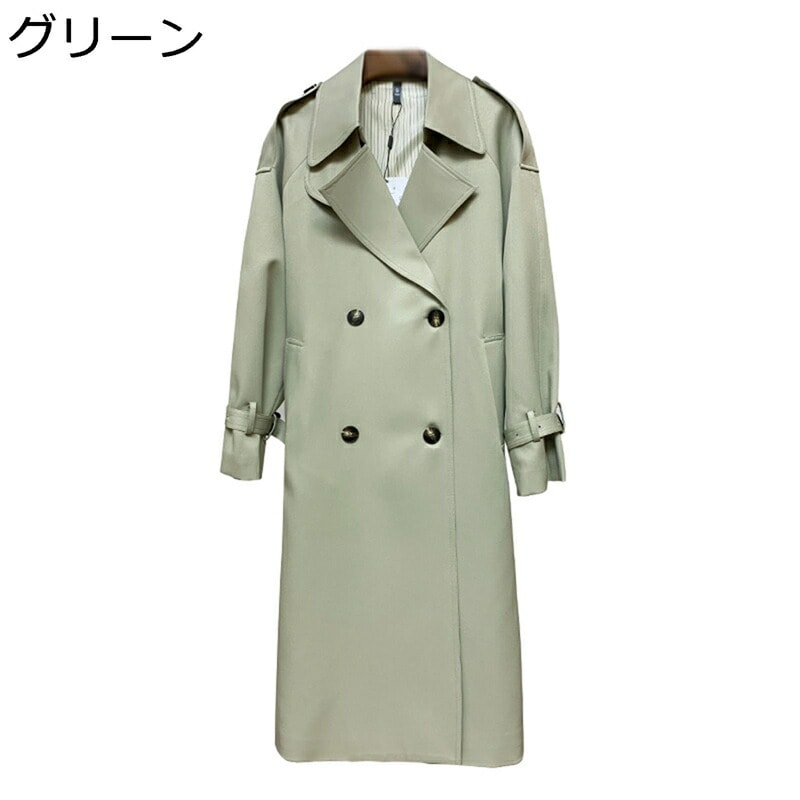 トレンチコート アウター レディース ロングコート 薄手 スプリングコート 春 秋 ダブルブレスト テーラードカラー ジャケット べルト付き カーディガン おしゃれ シンプル きれいめ オフィス 通勤