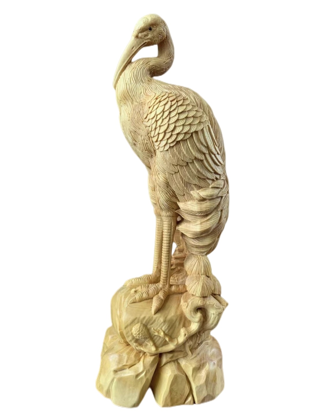 木彫　鶴　ツゲ　長寿