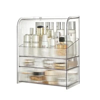 透明化粧品収納ボックス引き出し式デスクアクリルホコリ防止大容量軽量贅沢ラックケーススキンケア
