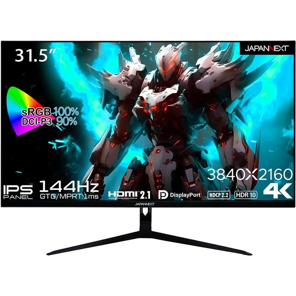 ゲーミング 液晶モニター ディスプレイ ジャパンネクスト 31.5型 ワイド UHD 4K 3840×2160 JN-IPS315G144UHDR 応答速度 1ms 144Hz HDMI DP
