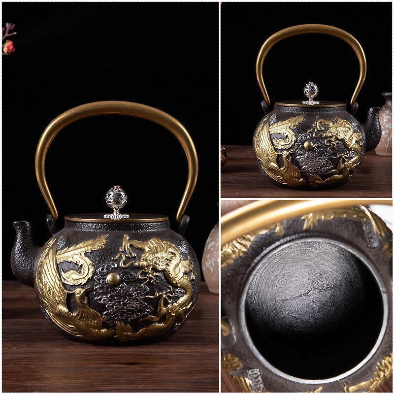 爆売れ中高級 南部鉄器 茶壺 手彫り鉄壺 鉄やかん やかん ポット お茶沸かし 茶道 工芸品 アンティーク レトロ 煎茶道具
