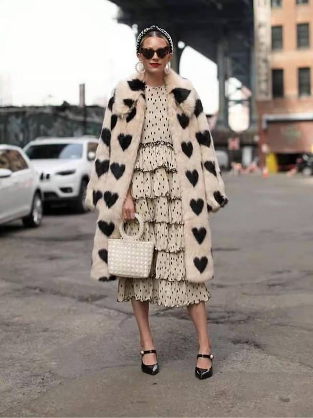 ハート柄 エコファーコート フェイクファーコー ファーコート 毛皮 ファージャケット ファー コート ジャケット アウター イミテーション 冬 レディース a4237