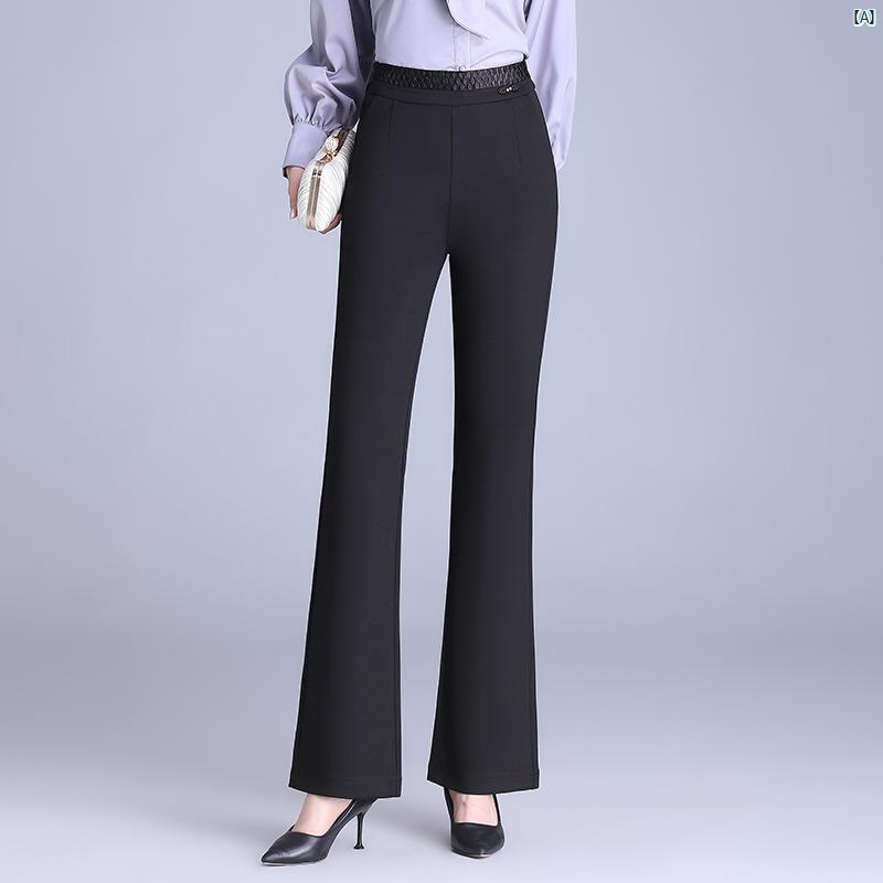 スーツ ブーツ カット パンツ レディース 秋 ブラック ズボン ハイウエスト カジュアル 小柄 フレアパンツ