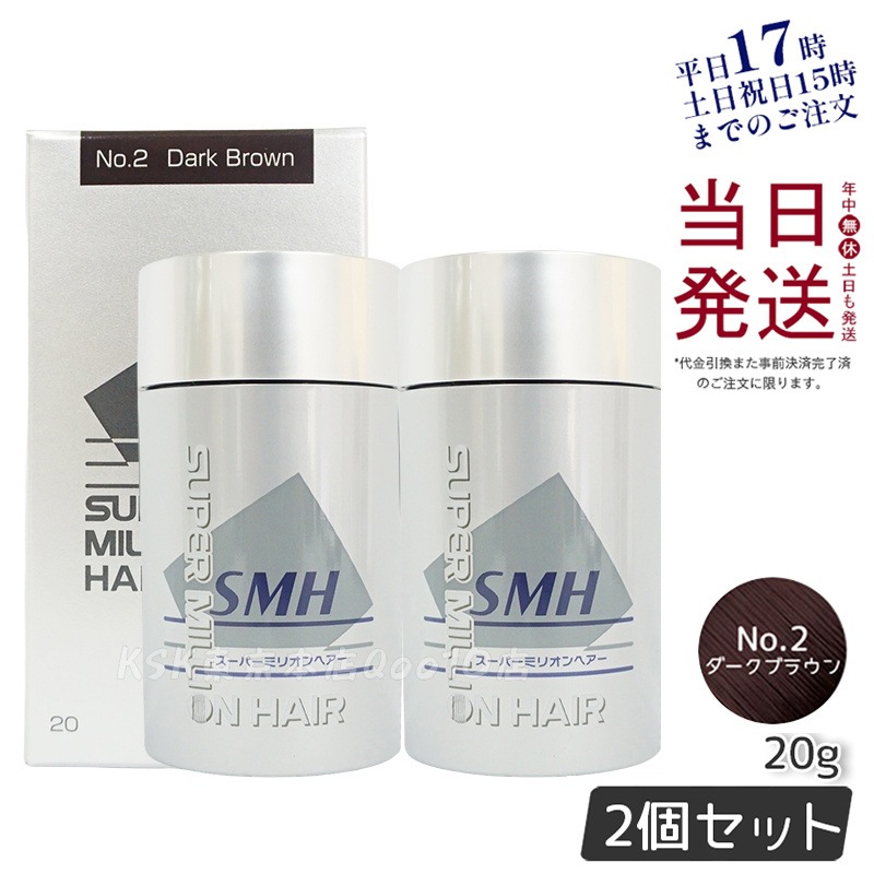 【2個セット】ルアン スーパーミリオンヘアー 20g No.2 ダークブラウン 髪 頭 薄毛隠し 薄毛 分け目 つむじ ボリューム 男性 女性 白髪かくし