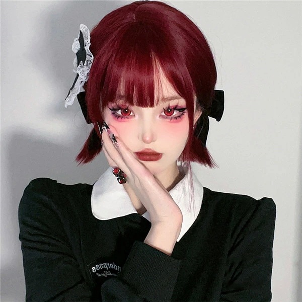 ウィッグ レディース フルウィッグ ロリータ ゴスロリ コスチューム ぱっつん前髪 前髪あり 可愛い かわいい 大人用 コスプレ 原宿風 仮装 超自然 かつら wig Lolita 小顔 文化祭 イベ