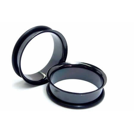 ボディピアス 28mm ブラック シングルフレアアイレット ステンレス 黒色 28ミリ ラージホール ゴム Oリング キャッチ 片側 大きい 広い 定番 シンプル 筒型 bk-fe28xxxxxx