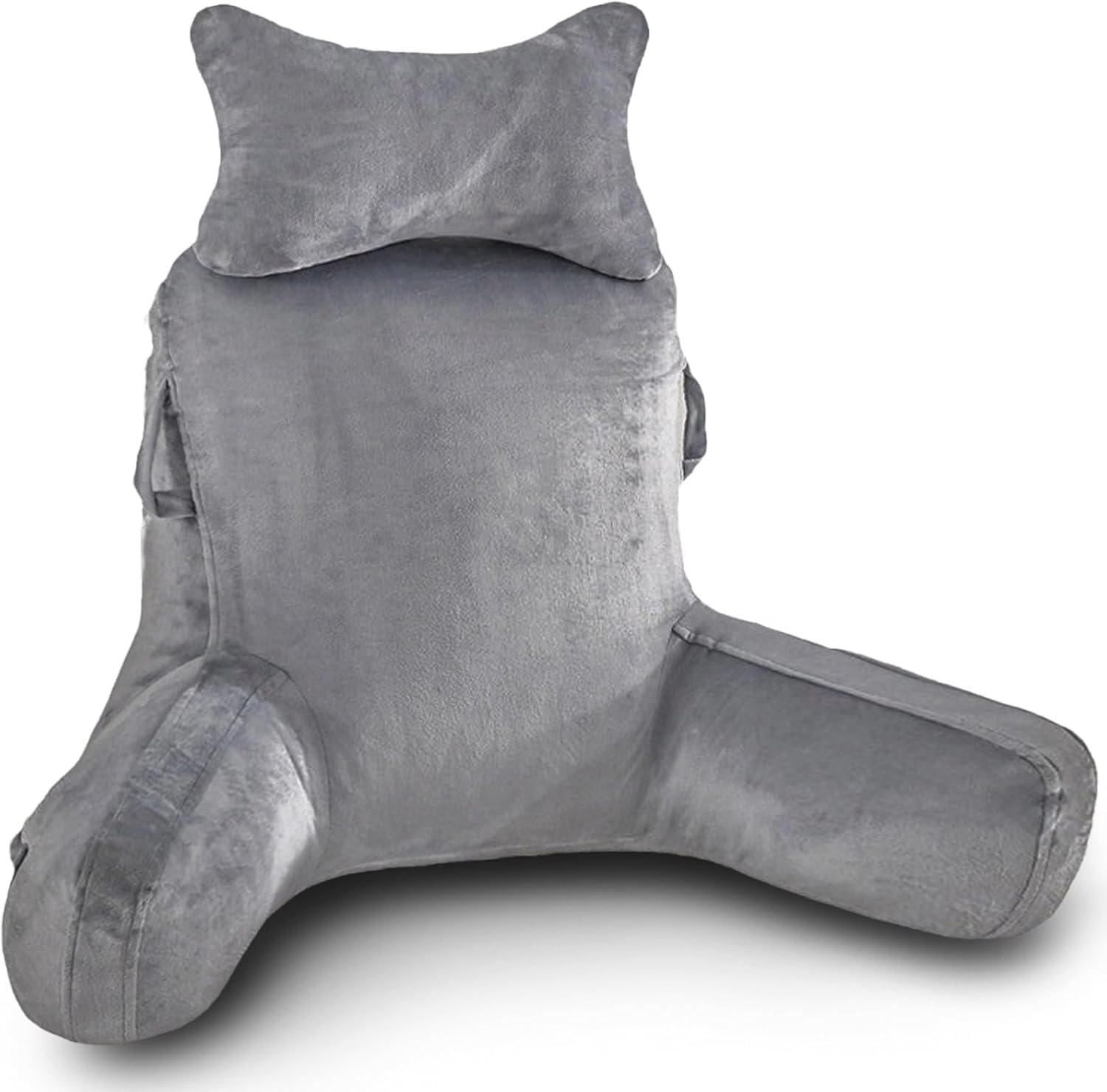 LIWEGHT 読書用枕大型バックピローシュレッダーメモリーフォーム付きベッド用サポートピローアーム付きベッドチェア用のシットアップ枕ポケットと洗えるカバー大人用バックピロー（読書/テレビ視