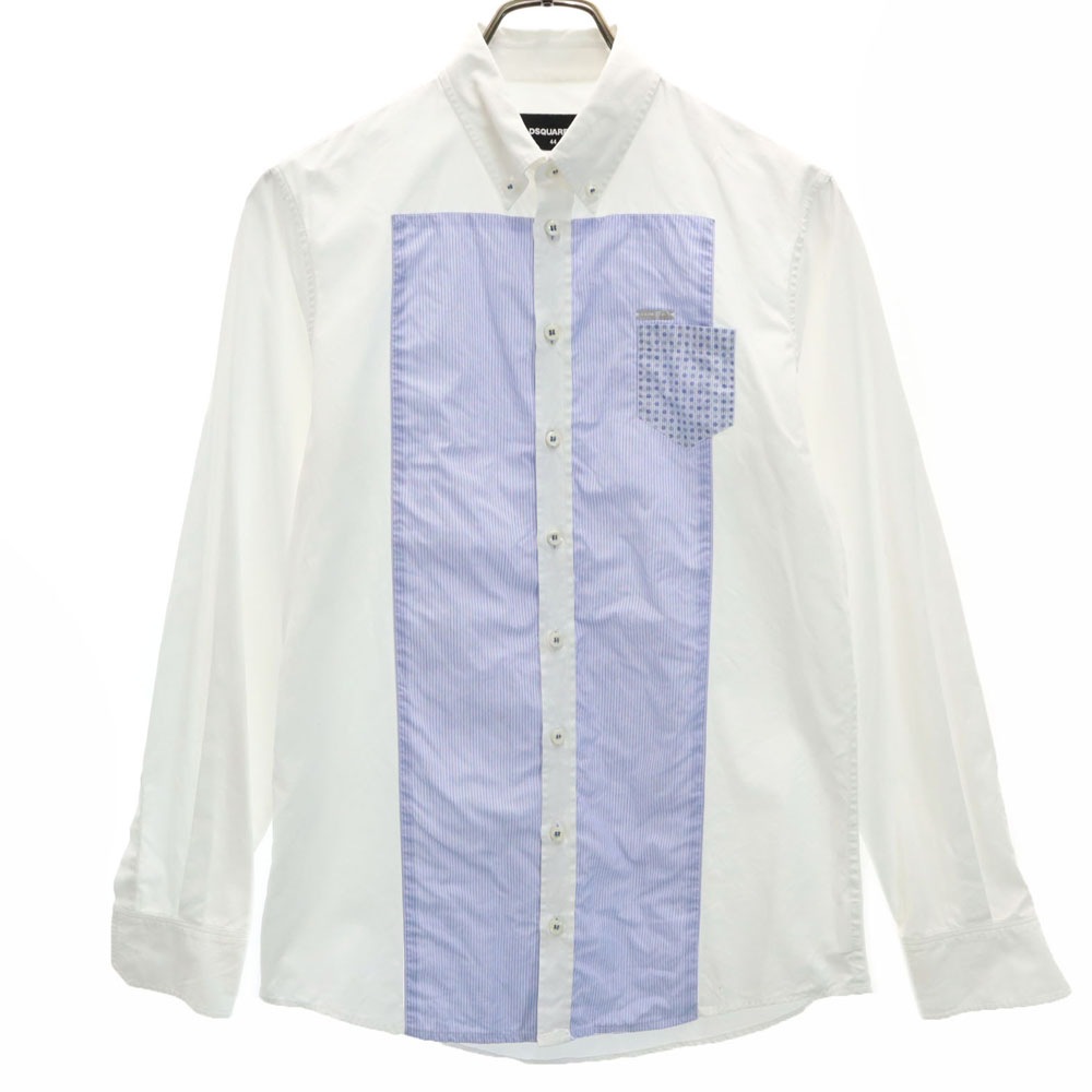 イタリア製 長袖 ボタンダウンシャツ 44 白 メンズ