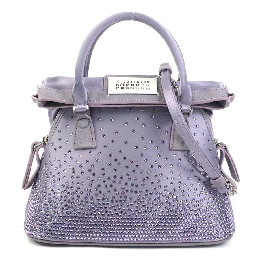 メゾンマルジェラ Maison Margiela ハンドバッグ ショルダーバッグ 5AC マイクロ サテン/ラインストーン パープル レディース h30923a