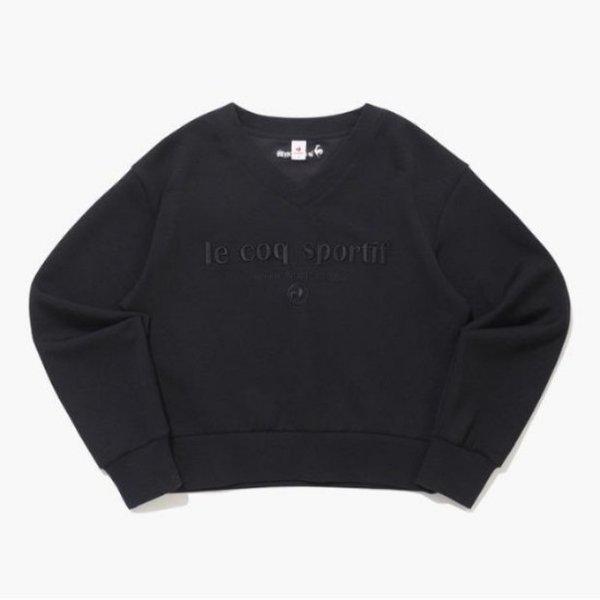 長袖Tシャツ NQJ QQ122OFS11-BLK ウーマンズ モーダル ダブルテンション Vネック スウェットシャツ / ブラック
