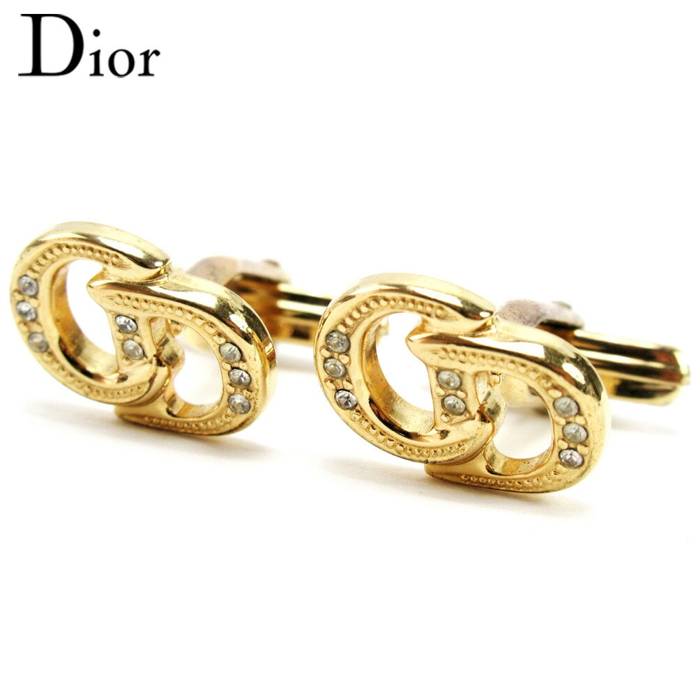 カフス アクセサリー ラインストーン ゴールド 中古