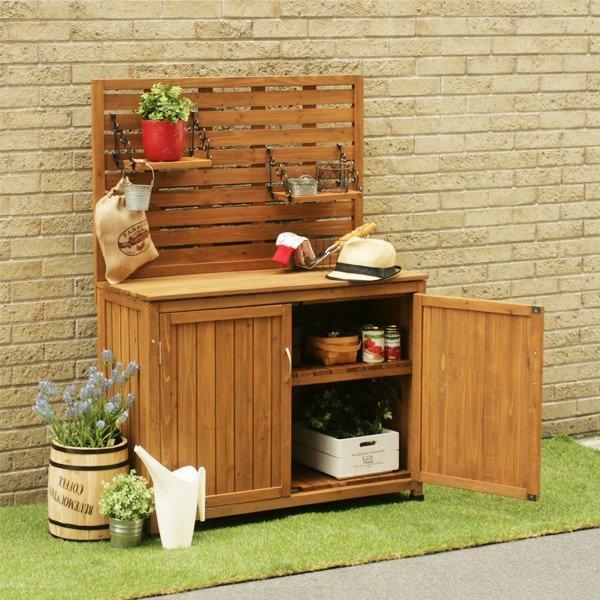 物置 屋外 おしゃれ 小屋 北欧 ストッカー 収納庫 棚 観音扉 庭 木製 ガーデニング 植物 飾れる 置ける 園芸用品 掃除用具 収納 飾り棚 ガレージ 車庫 ベランダ
