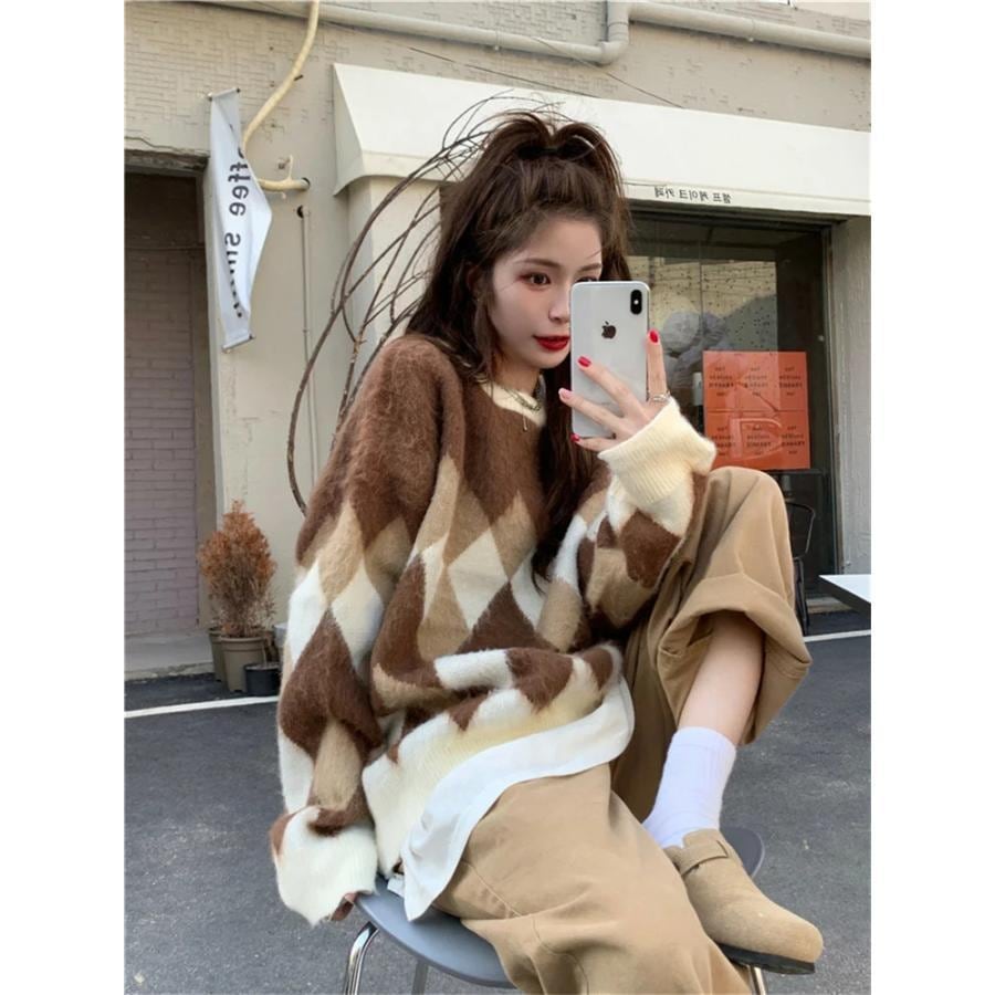 ニット セーター レディース トップス 秋 長袖 グレー コーヒー ライトニット カジュアル ファッション 通勤 普段着