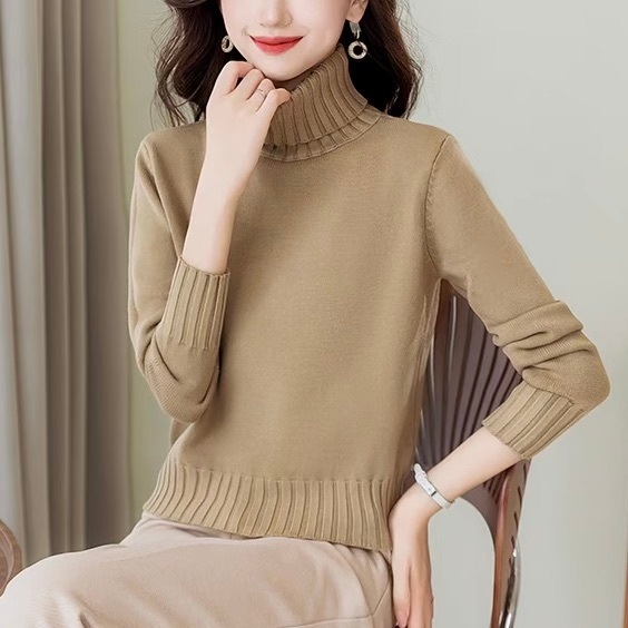 レディース トップス ニット セーター プルオーバー 長袖 ハイネック タートルネック スリム ハイウエスト リブ かわいい 大人可愛い きれいめ シンプル 上品 おしゃれ レトロ こなれ感 ガーリー