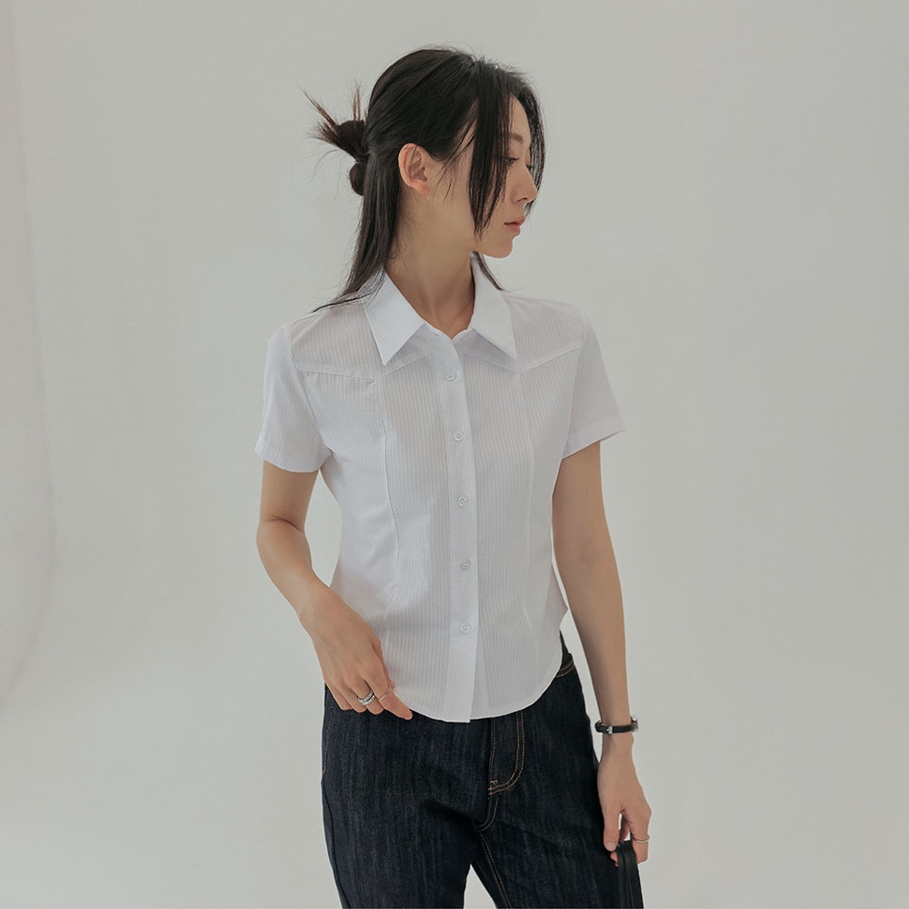 コネフカラーストライプ1/2シャツ