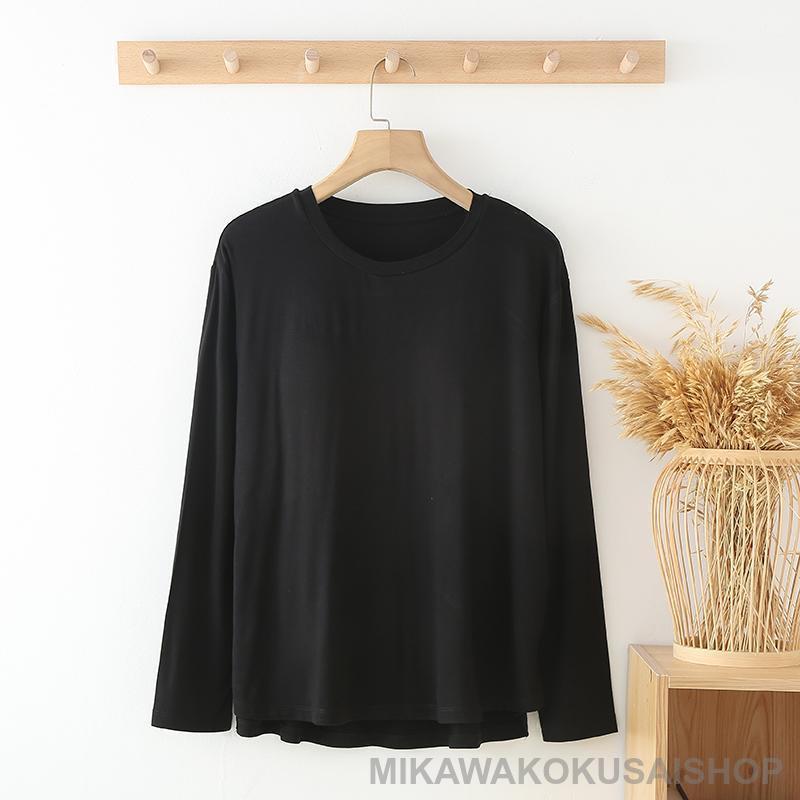 tシャツ 長袖 tシャツ インナー カップ付き ヨガ 薄手 ブラトップ 接触冷感 カットソー ベーシック シンプル 無地 クルーネック インナー