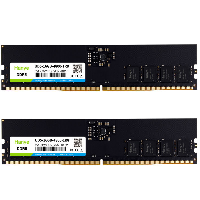 デスクトップPC用メモリ PC5-38400(DDR5-4800) 32GB(16GBx2枚) DIMM Hanye 1.1V CL40 288PIN UD5-16GB-4800-1R8 5年保証