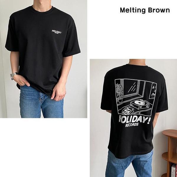 メンズオーバーフィット半袖TシャツラウンドTシャツ rc3