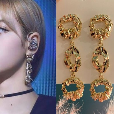 送料無料BLACKPINK/LISA st. アンティークゴールドピアス