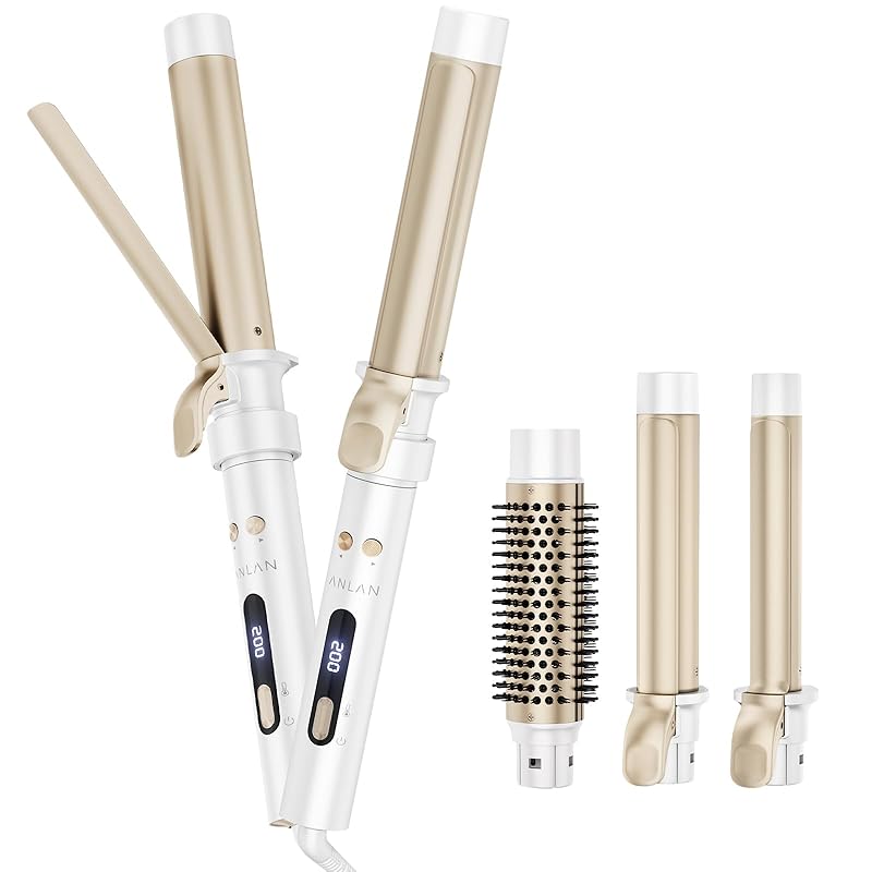 ANLAN オートカールアイロン コテ 自動＆手動両用 38mm/32mm/25mm スタイリング 120℃～200℃ 5段階温度調節 女性 一台三役 100V-240V海外対応 PSE認証済み 1時