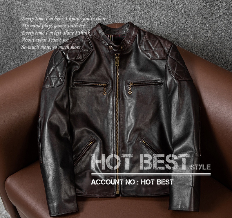 1.1mm 茶芯ホースハイド アウトロースタイル シングルライダース 革ジャン レザージャケット イタリアンレザー オイルレザー 馬革 21,158円