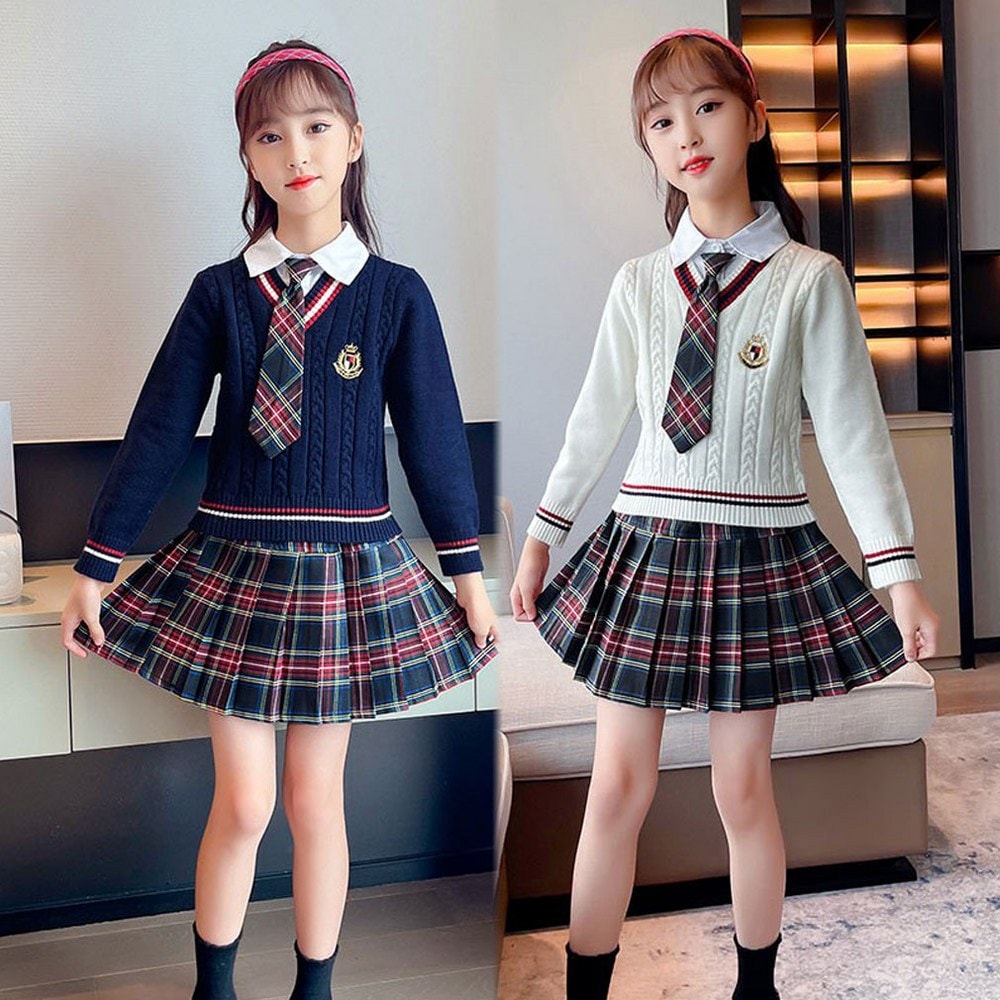 シュシュアリーデイリースクールルック3種セットジュニア女の子ニットティープリーツスカートプレフィックルック 6,415円