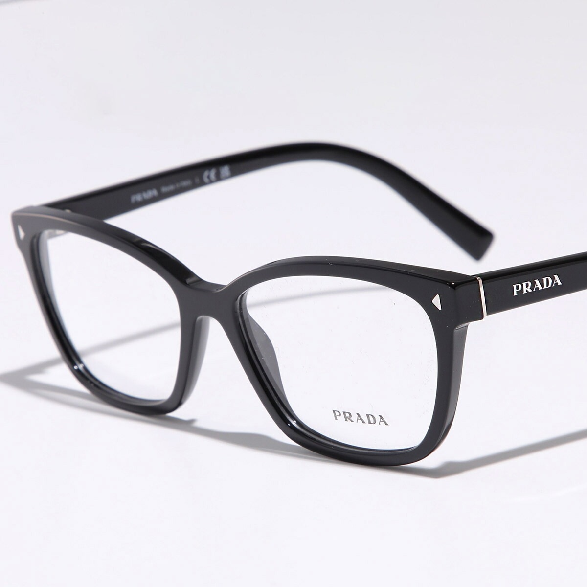 PRADA プラダ メガネ VPR 15Z メンズ レディース ウェリントン型 セルフレーム フルリム めがね 眼鏡 ロゴ アイウェア 黒縁メガネ 伊達メガネ 1AB-1O1