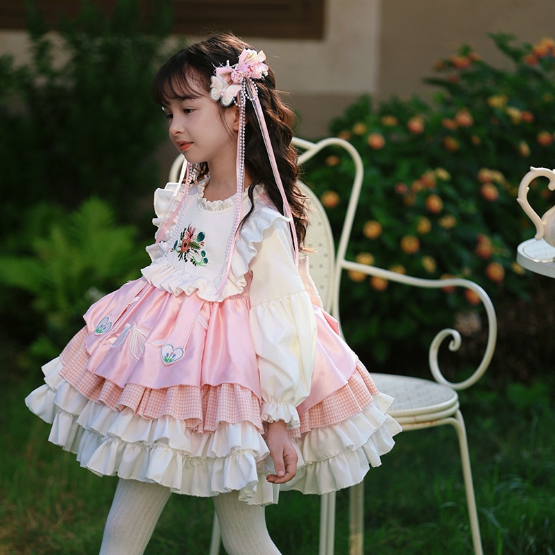 子供服シーズン女児服子供プリンセスドレス刺繍チュチュスカート