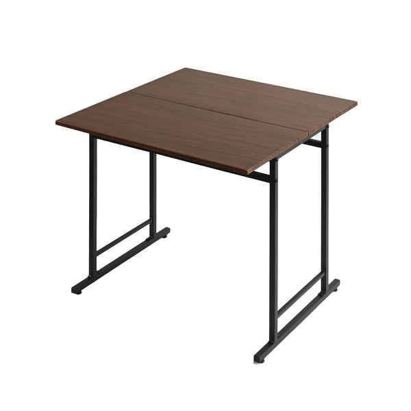 折りたたみテーブル 約幅75cm ダークブラウン スライド式天板 アジャスター付き スチール 組立品 [リビング ダイニング]