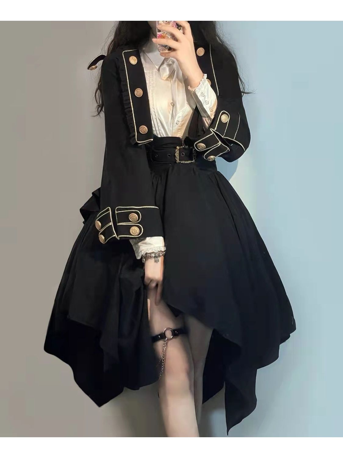 ロリータ コスプレ 2024新作 ロリータ ワンピース キャンパス風 暗黑系 セミロング ワンピース セット 二点セットコスチューム
