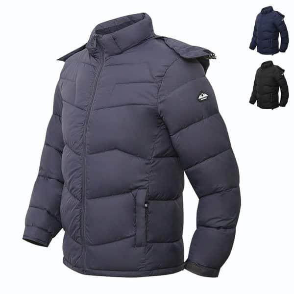 ハイネックフード取り外し可能軽量パディングジャンパー