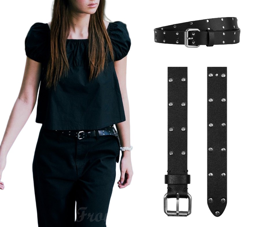 STUDDED LEATHER BELT (LC257BE03BK)