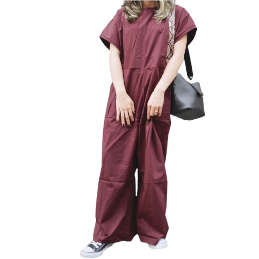 String Sleeve Jump Suit (wine) A,D,G レディース
