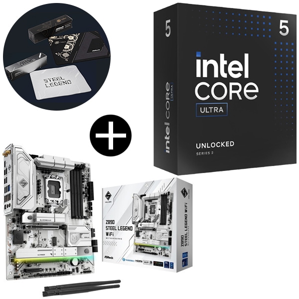 Core Ultra 5 245K CPU + ASRock Z890 Steel Legend WiFi マザーボード + ASRockオリジナルマウスパッド セット