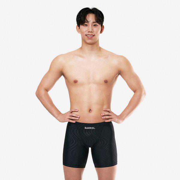 [] メンズエッセンシャルエンボス3部丈ジャマー水着 ブラック (B5SMSMS103BLK)