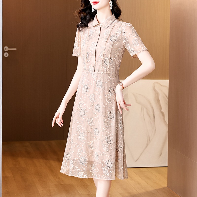 杭州ビッグブランドシルクドレスの女性の夏の新しいハイエンド外国スタイルルーズ母の桑シルクスカートXK57